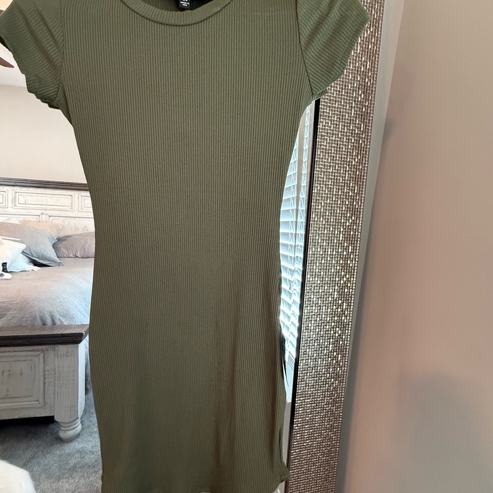 Lulu's Olive Ribbed Knit Dress